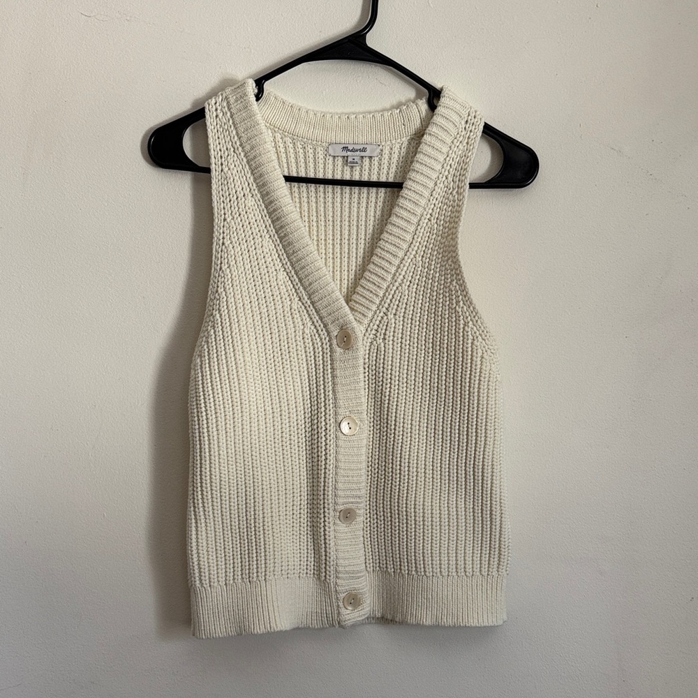 Madewell Ivory Cutaway Sweater Vest